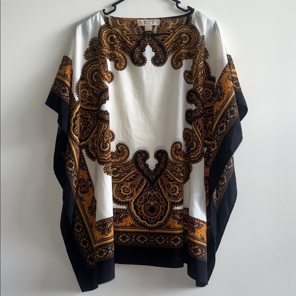 MICHAEL Michael Kors Black and Gold Paisley Top - Picture 4 of 7